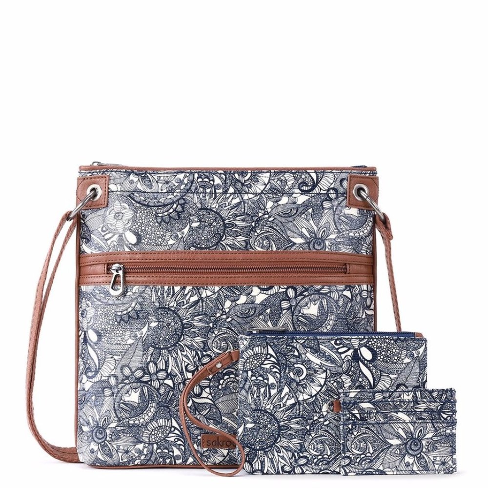 NWT Sakroots Artist Circle Triple Pouch Dark Navy